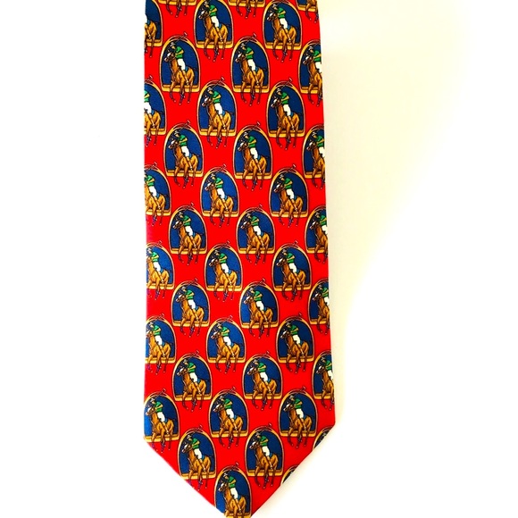 🎏HP🎏 SILK TIE MICHELSONS TONES OF RED NAVY BLUE - Picture 2 of 5